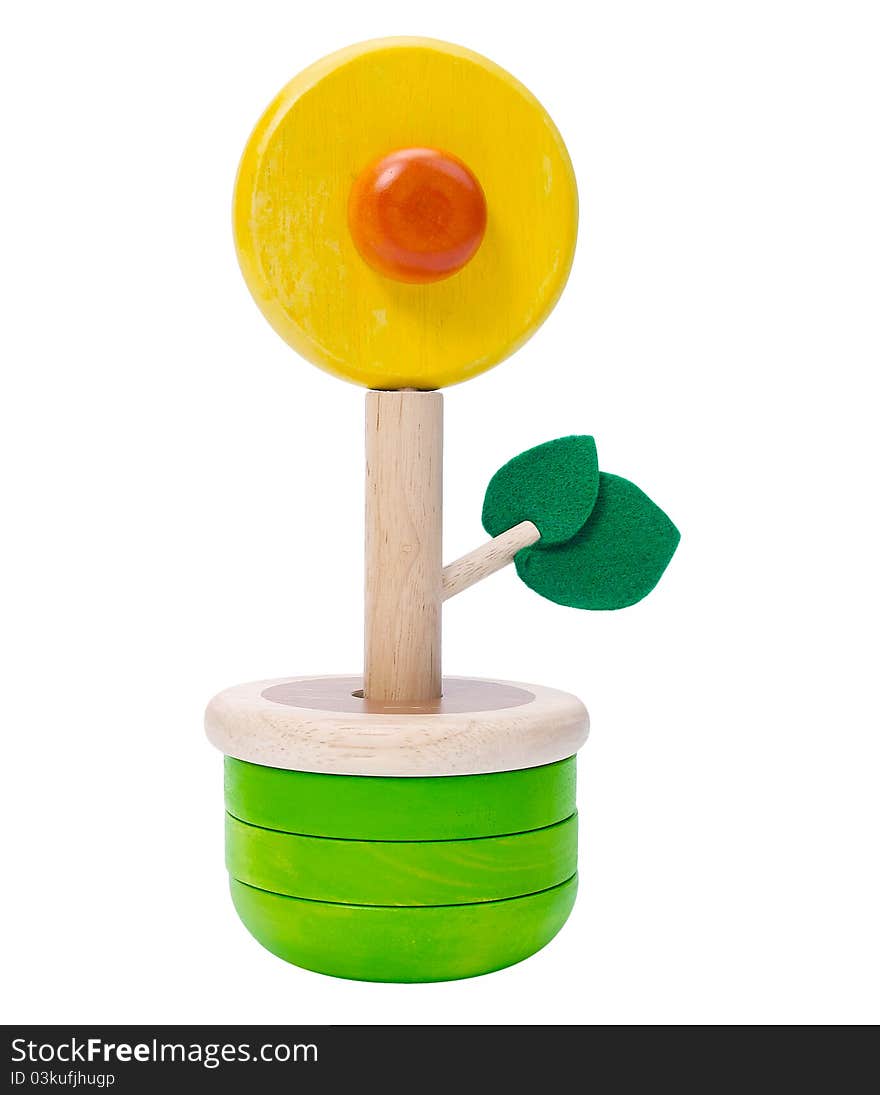 Cute and colorful wooden toy vase flower for children to enjoy there plays