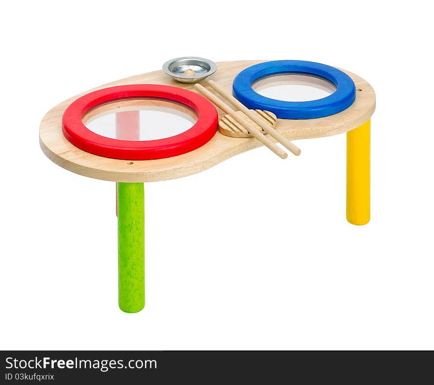 Colorful wooden toy drums for kids how to leaning the difference of sound