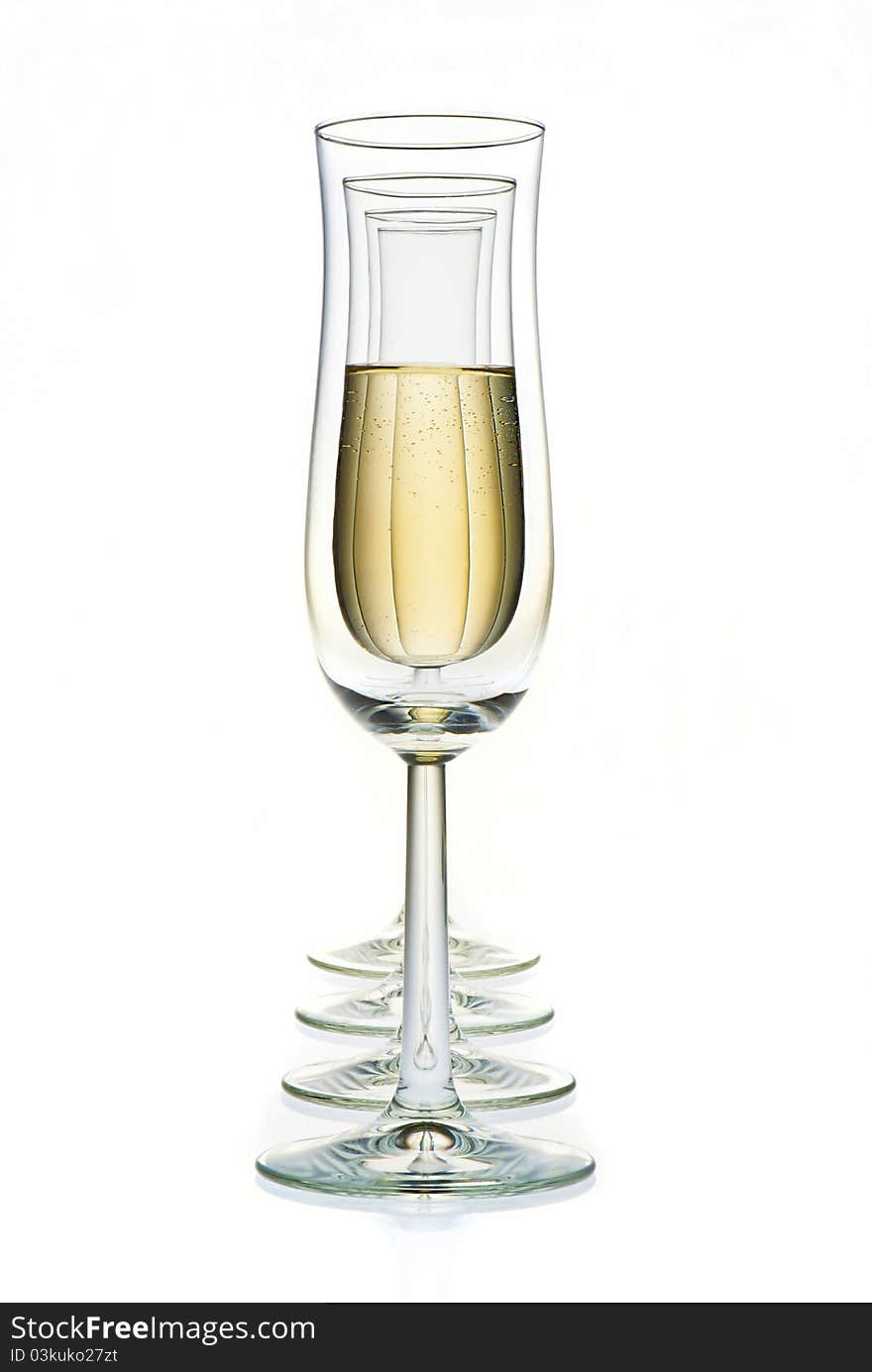 Glasses with champagne and empty glass. Glasses with champagne and empty glass