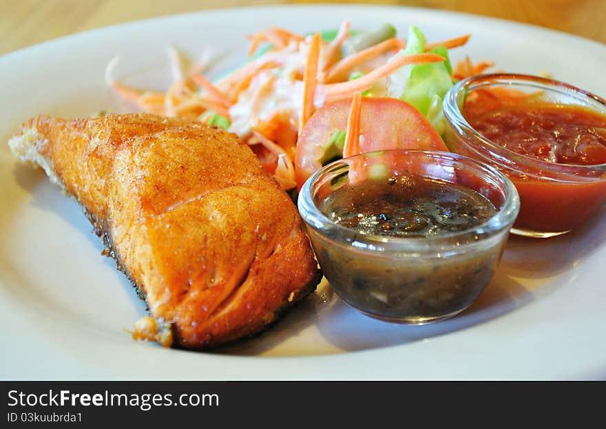 Fish Steak With Salad