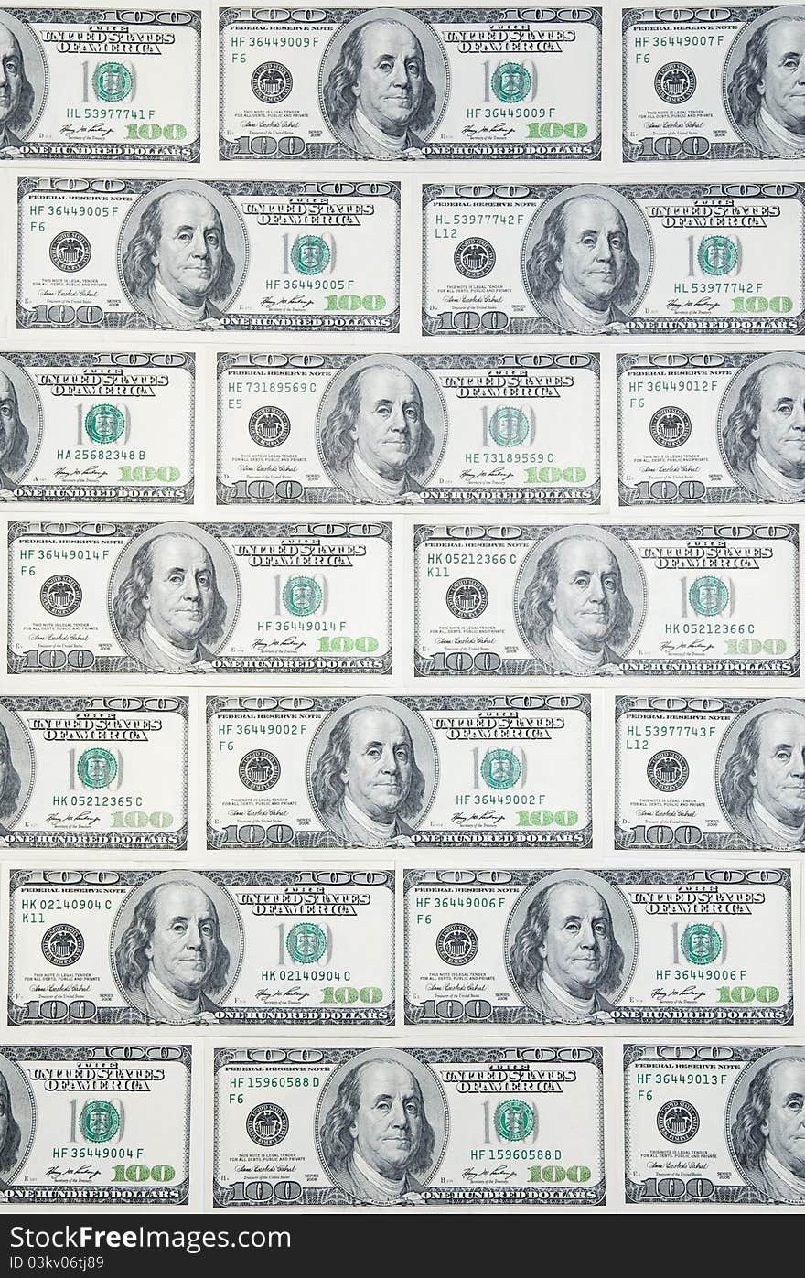 Background with american hundred dollar bills