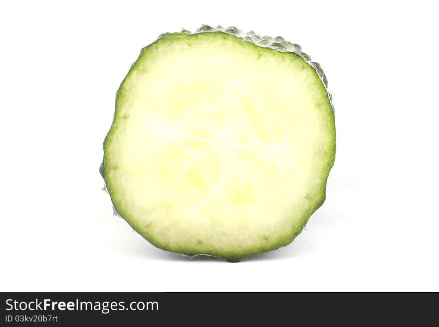 Green cucumber isolated on white background.