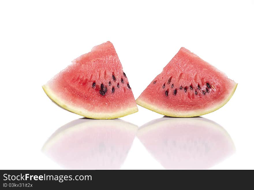 Watermelon slices isolated on white background