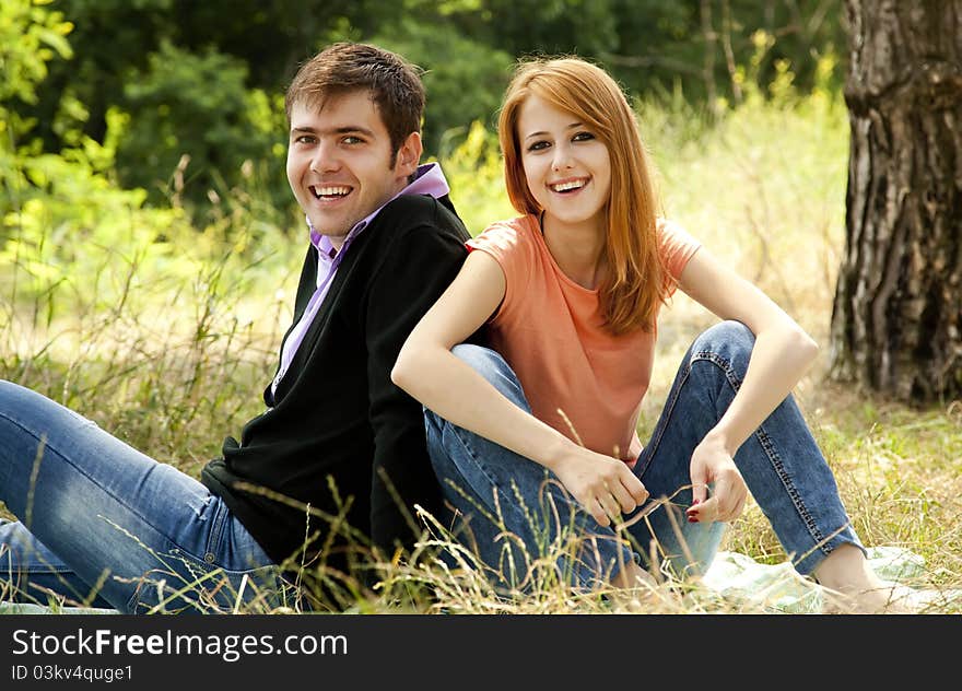 Couple relax at outdoor in summer time. Couple relax at outdoor in summer time.