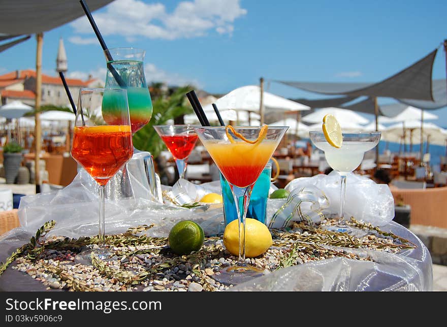 Served table on the beach. Served table on the beach