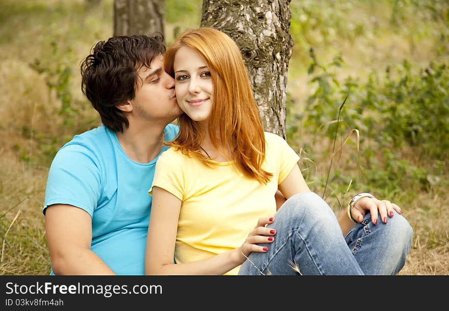 Couple at the park in summer day