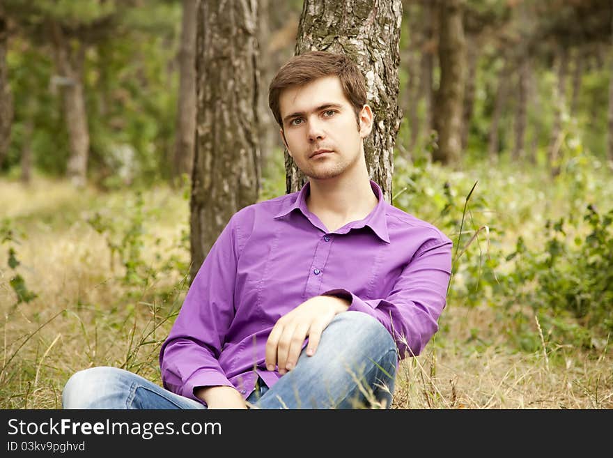 Style men at outdoor in the forest. Style men at outdoor in the forest