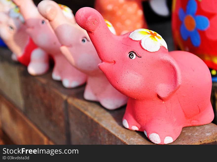 Clay elephant for home and garden decoration