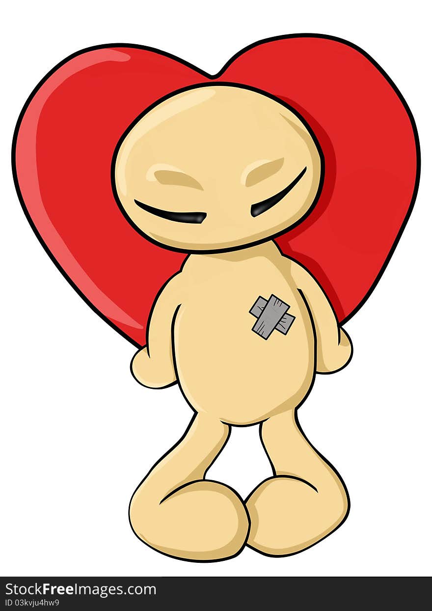 Color chibi holding a red heart