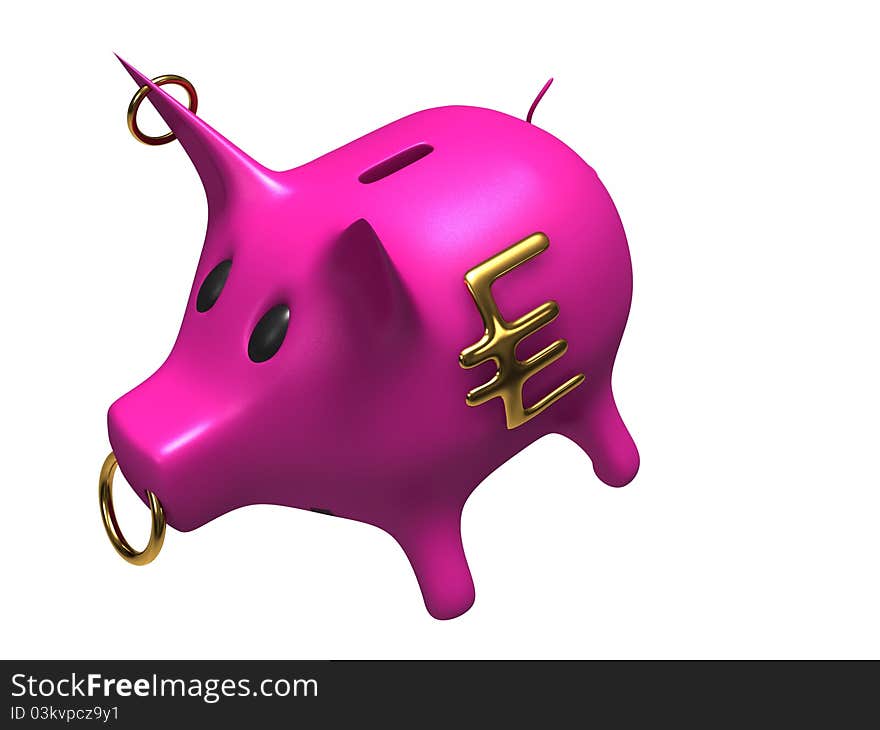 Pink piggy bank with a euro sign