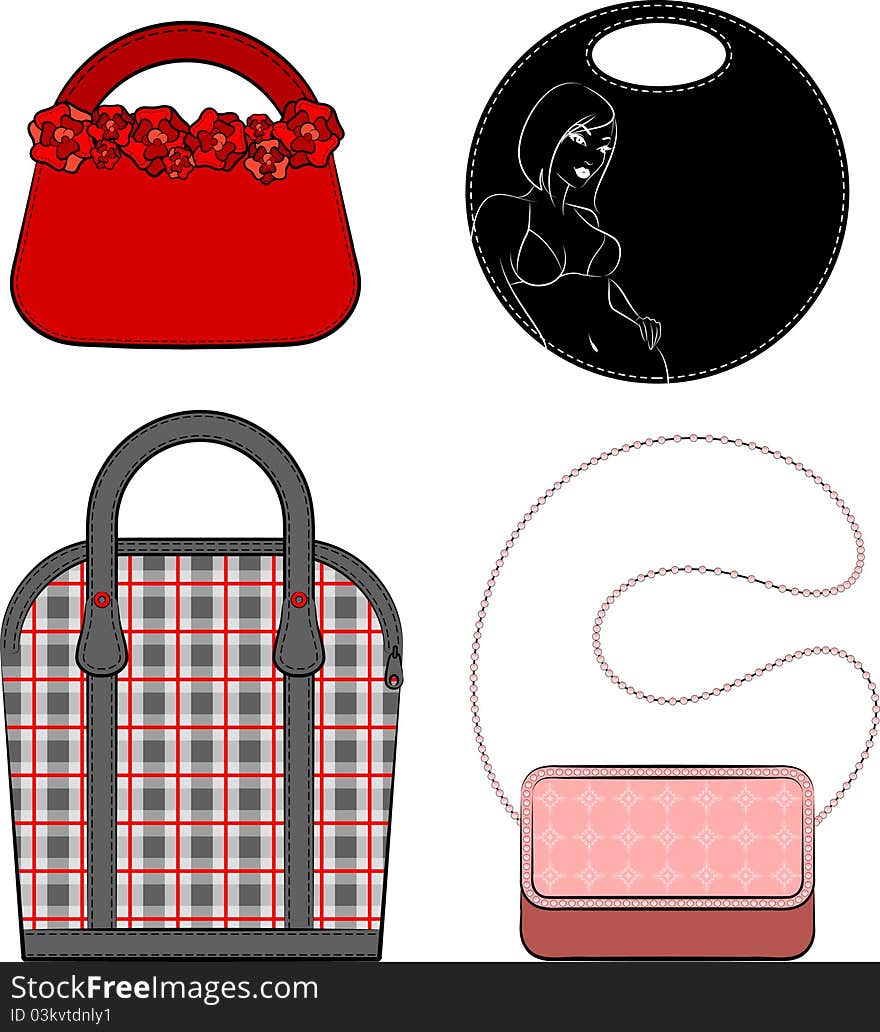 Cartoon woman's bag.illustration for a design