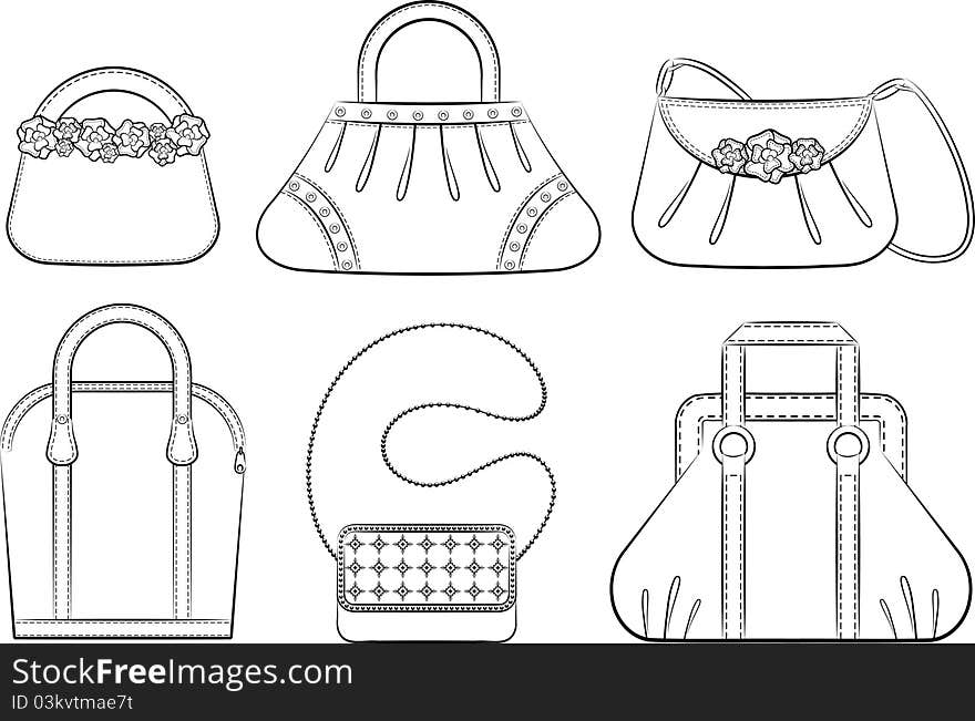 Cartoon woman's bag. illustration for a design