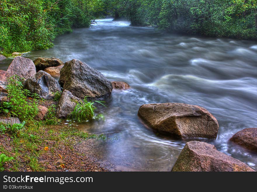 Beautiful River Rapids In HDR