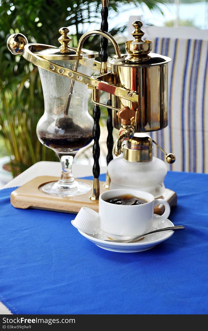 A coffee shop coffee making machine. A coffee shop coffee making machine