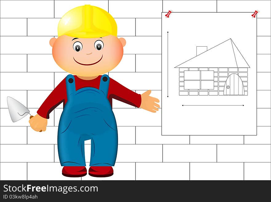 A builder shows a drawing at home