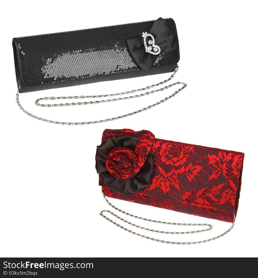 Two theater purses red and black isolated on white