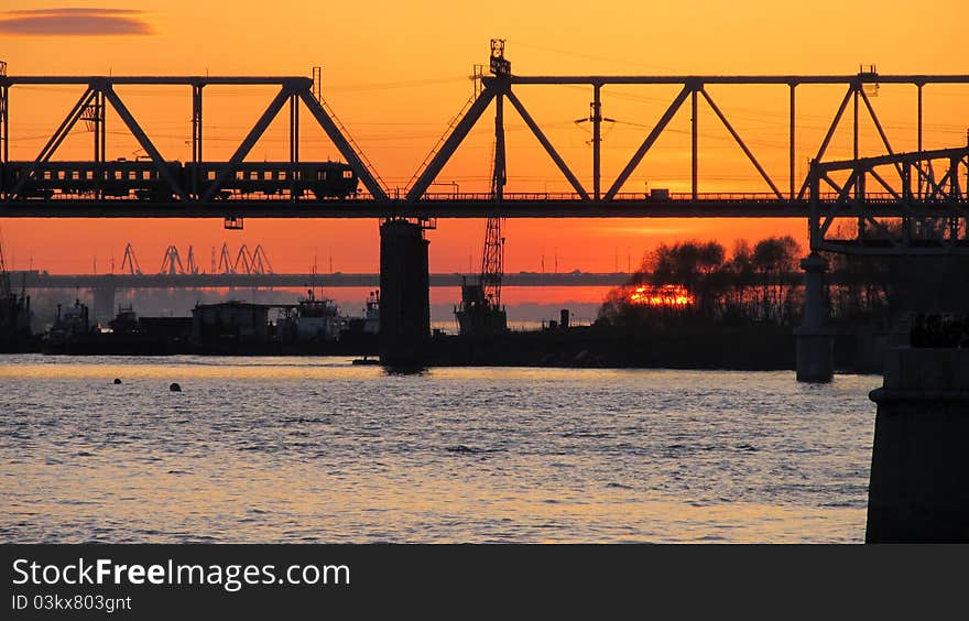 Sunset over the bridge