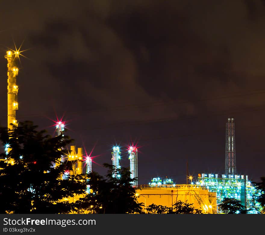 Factories Are Working At Night.