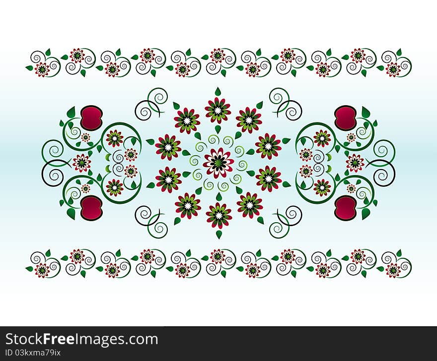 Horizontal Ornament With Flower