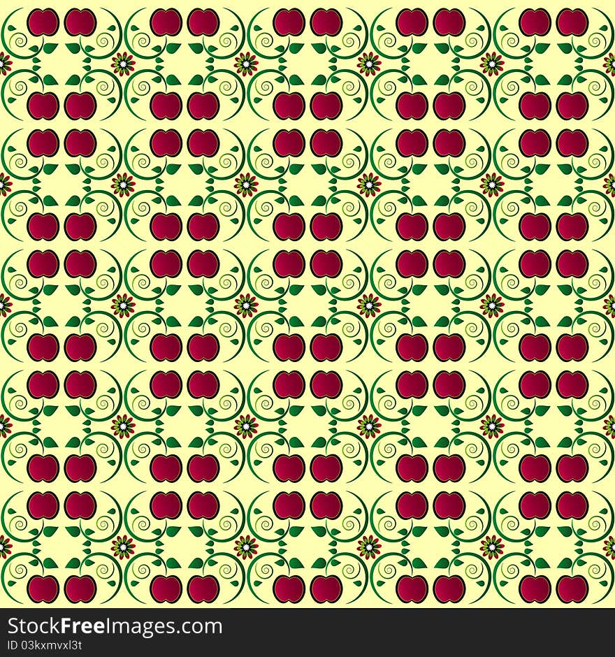 Pattern with curl and apple seamless texture. Pattern with curl and apple seamless texture