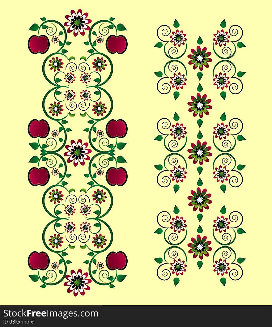 Vertical ornament with apple