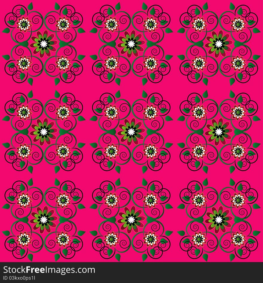 Pattern with curl and flower seamless texture. Pattern with curl and flower seamless texture