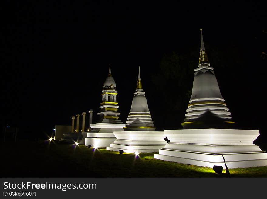 Night of pagoda at Su Kho Thai,Thailand