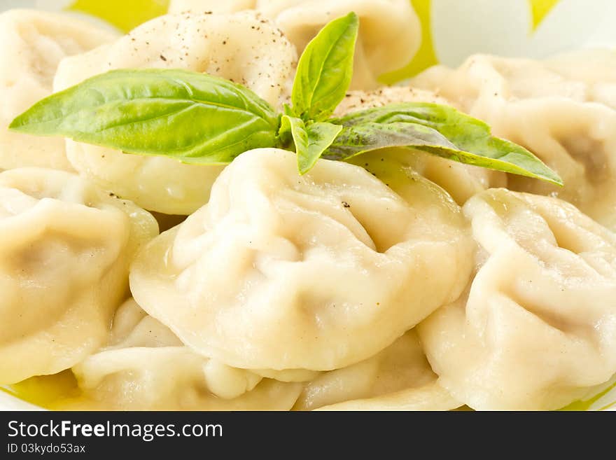 Delicious freshly cooked ravioli on a plate. Delicious freshly cooked ravioli on a plate