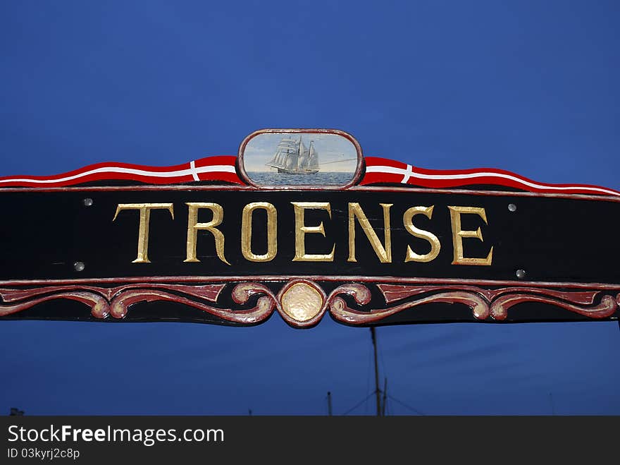 Wooden sign for ferry stop