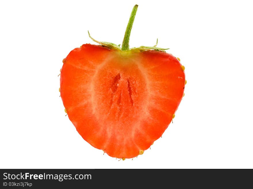 Cross section of a strawberry isolated on white. Cross section of a strawberry isolated on white