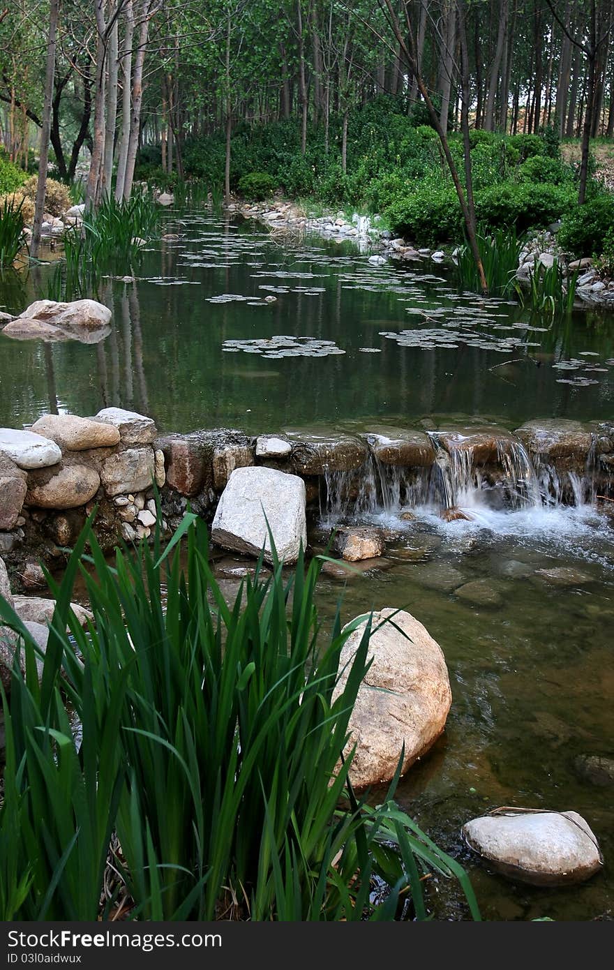 Chinese park landscape with beautiful scene