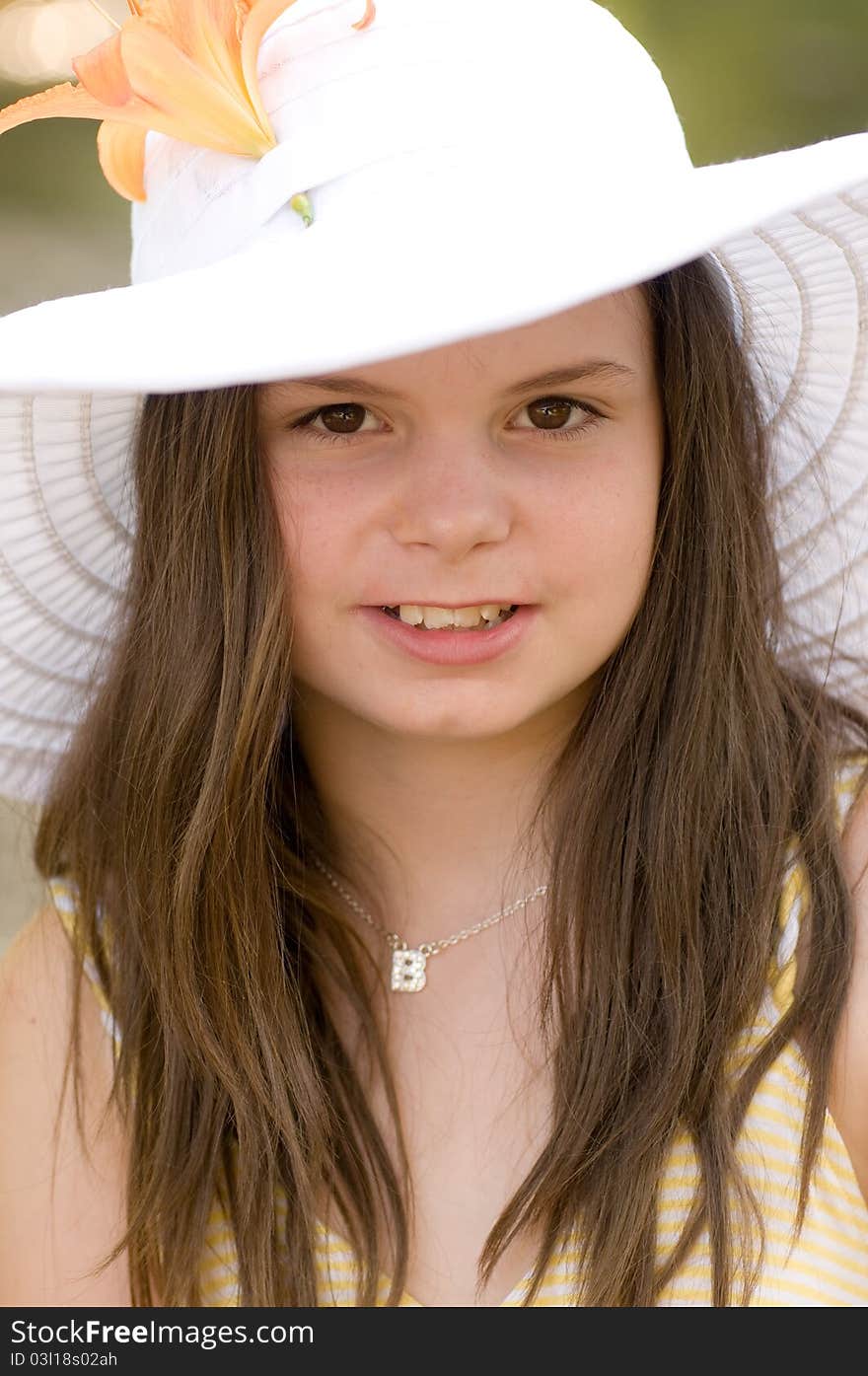 Picture of a young girl near a stream. Picture of a young girl near a stream