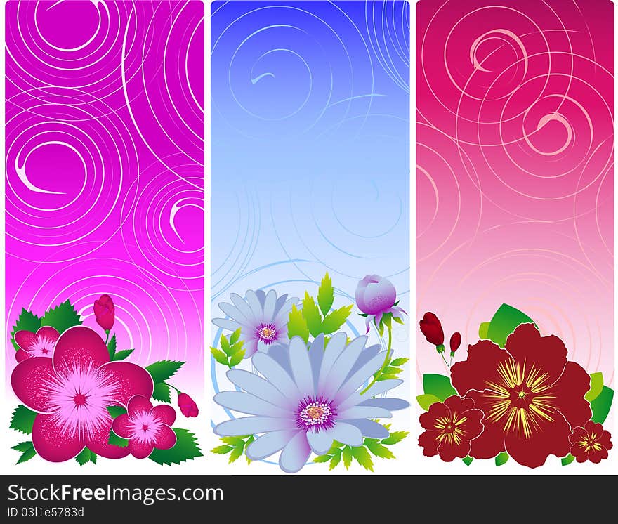 Illustration of the colored background with flowers