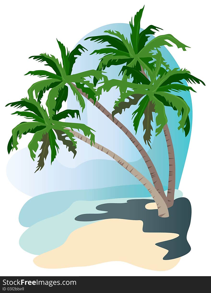 Tropical landscape illustration isolated on white background. Tropical landscape illustration isolated on white background