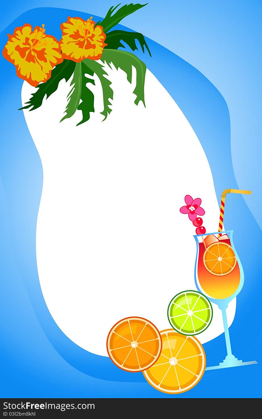 Background illustration with exotic drinks and fruits. Background illustration with exotic drinks and fruits