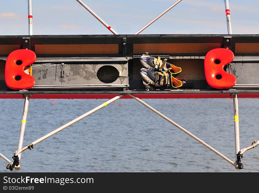 Detail of a competition rowing boat.