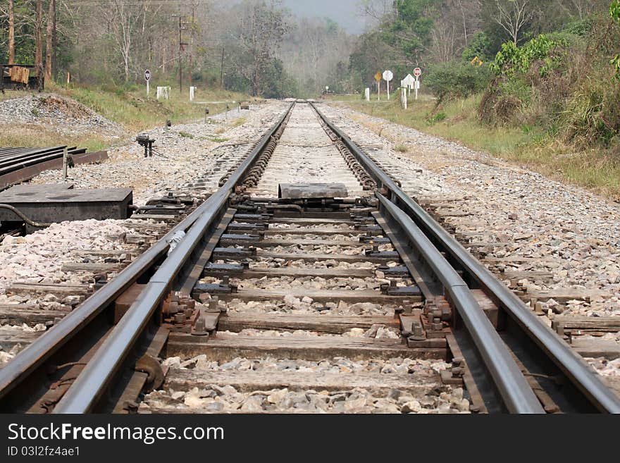 The railway at kangloung station phrae thailand