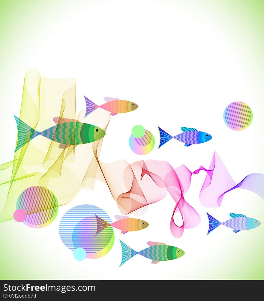 Tender colorful background with fish,  illustration