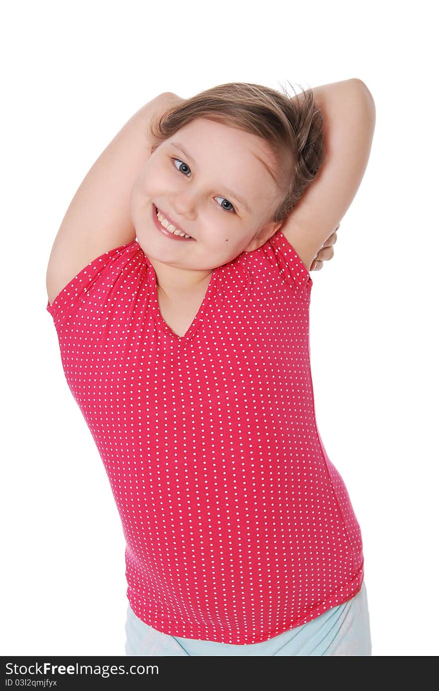 Portrait of little girl isolated on a white background