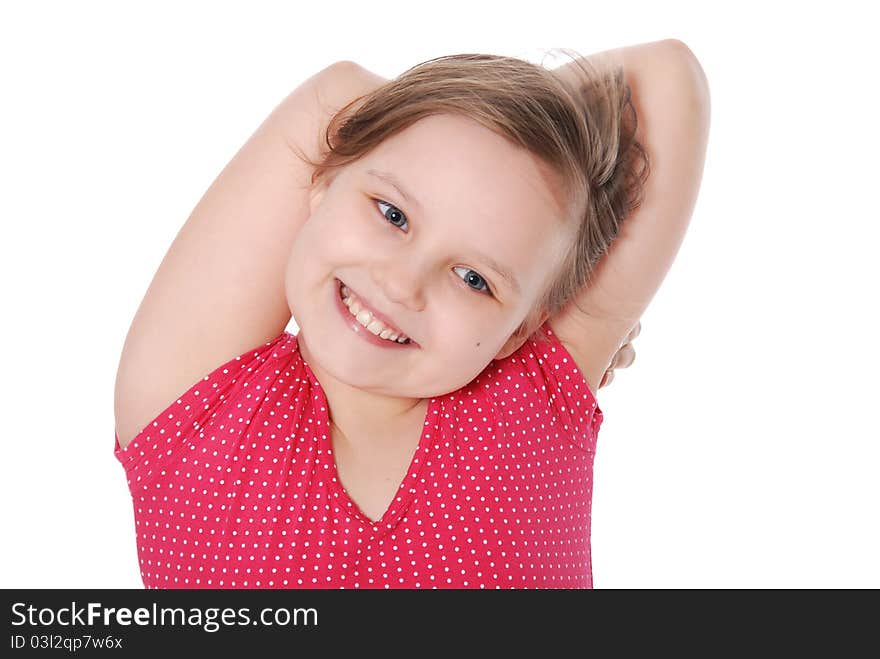 Portrait of little girl isolated on a white background