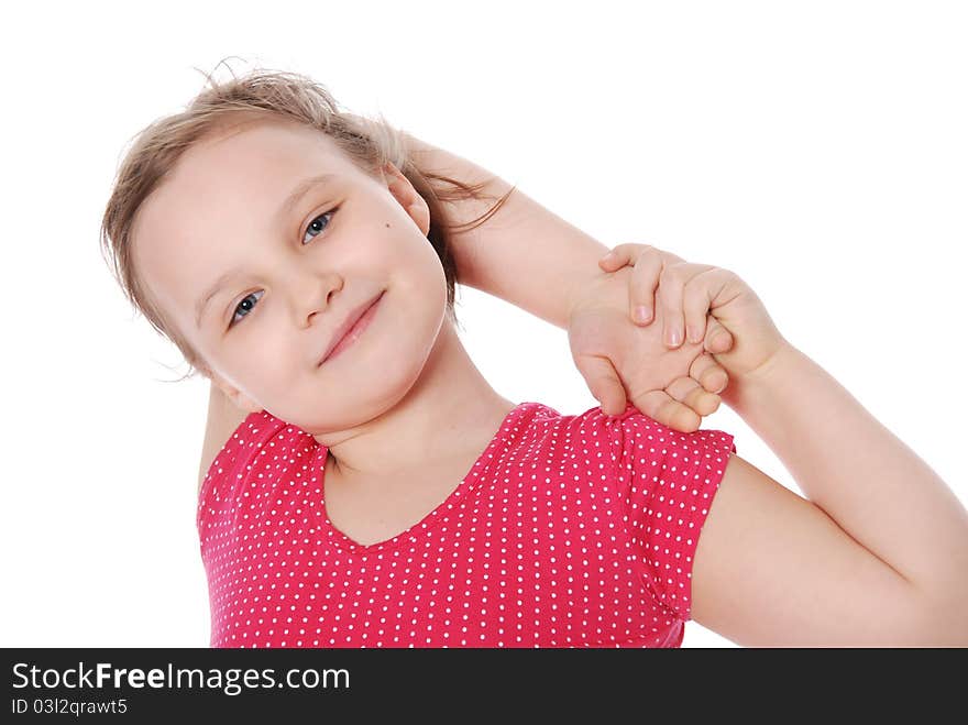 Portrait of little girl isolated on a white background