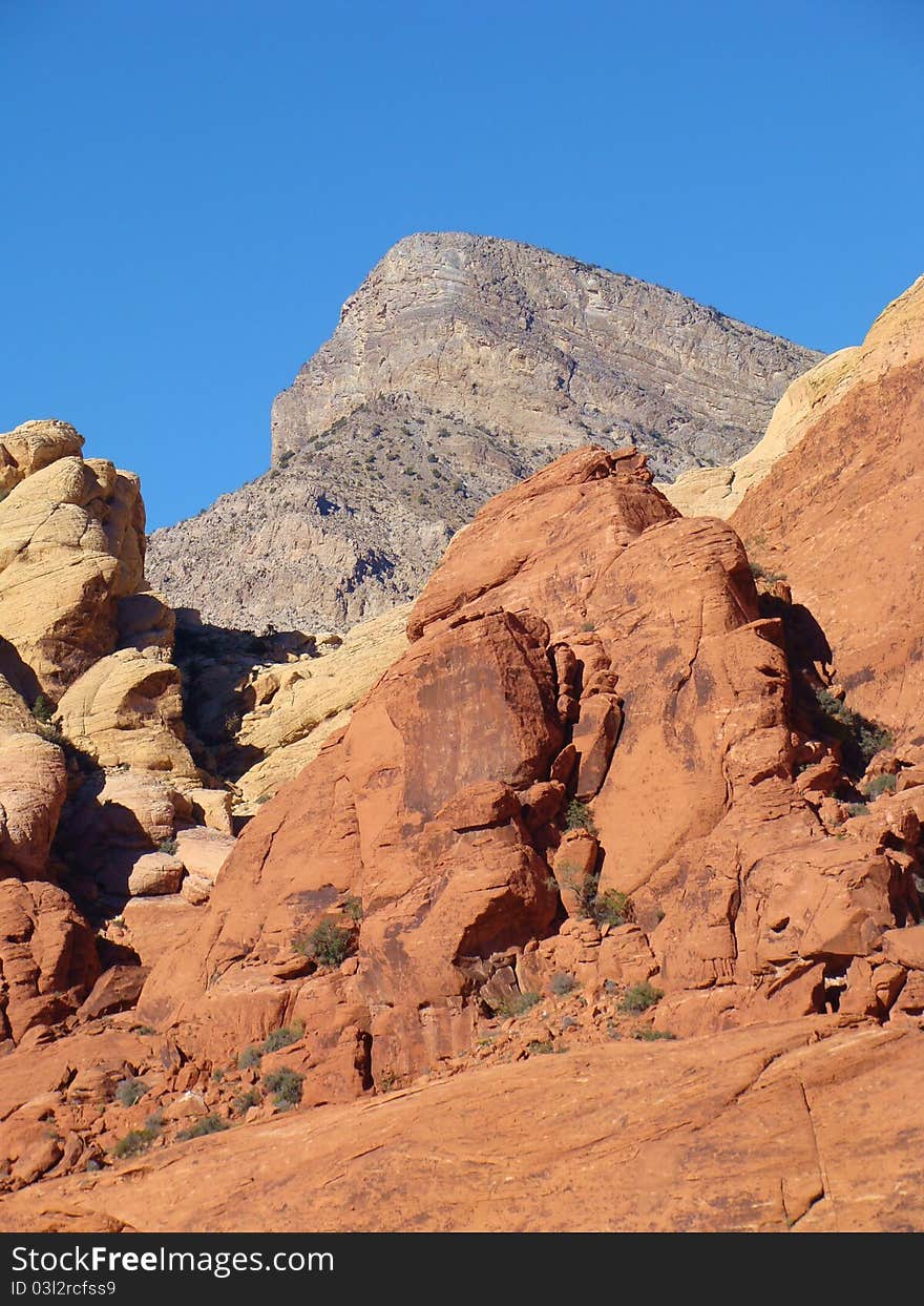 Turtle Rock Looms over Red Rock Canyon. Turtle Rock Looms over Red Rock Canyon