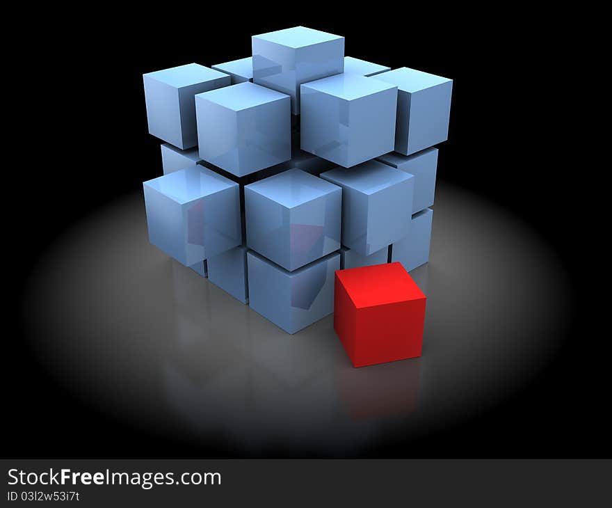 Abstract 3d illustration of cubes construction