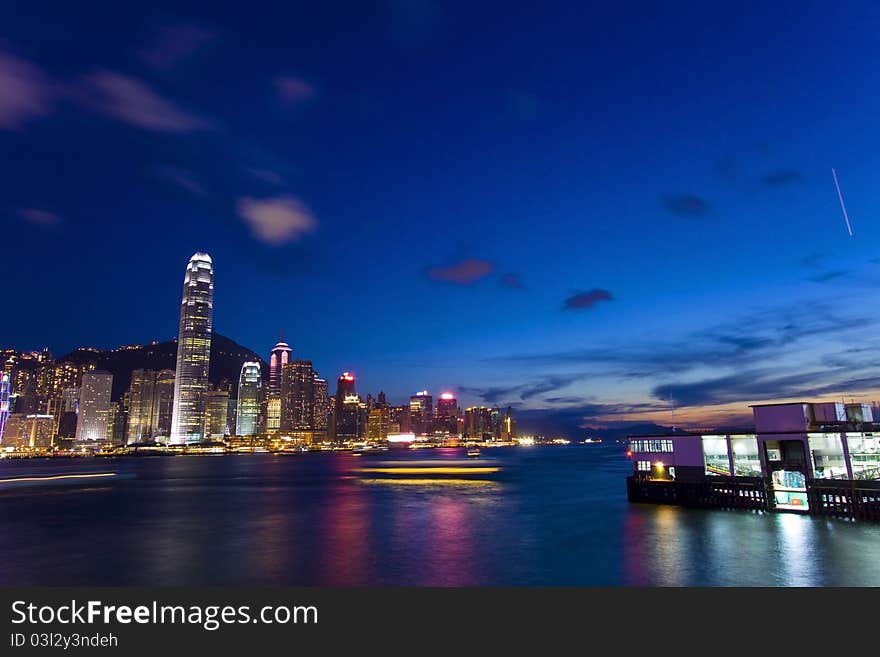 It is taken along Victoria Harbour. It is taken along Victoria Harbour.