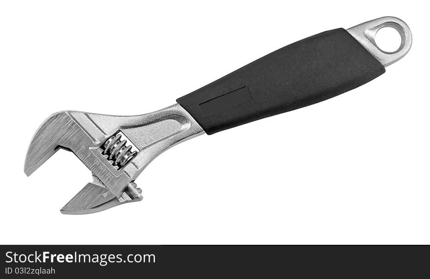 Wrench with a black handle. isolated on white background.