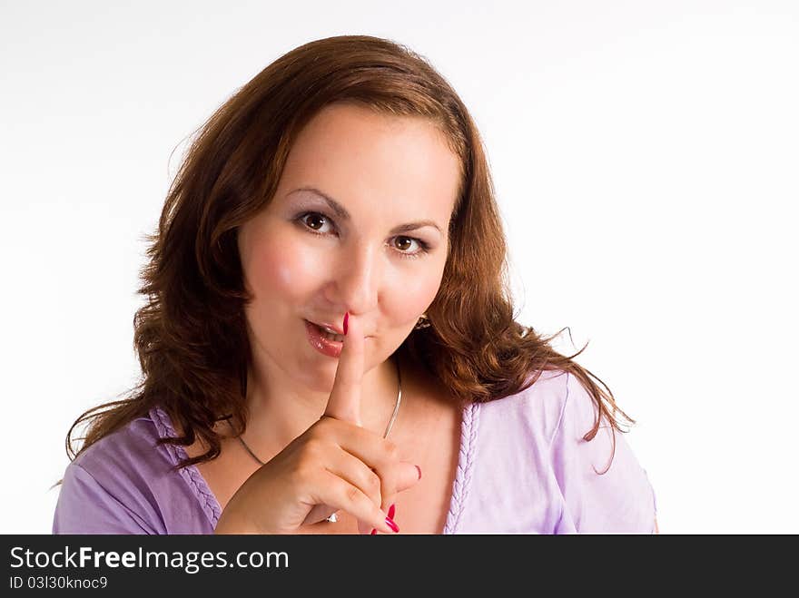 Cute woman posing on a white background. Cute woman posing on a white background