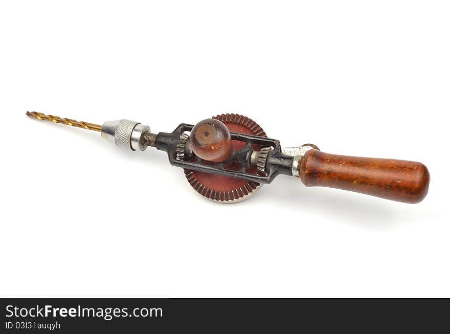 Vintage Hand Drill Isolated