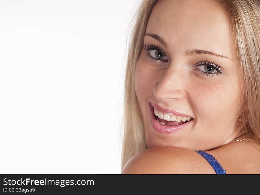 Beautiful girl posing on a white background. Beautiful girl posing on a white background