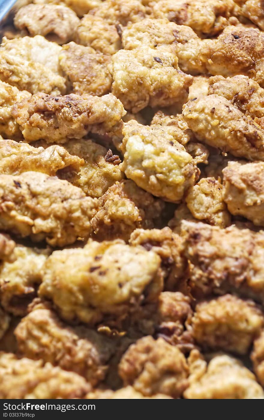 Fried breaded chicken served in a wedding