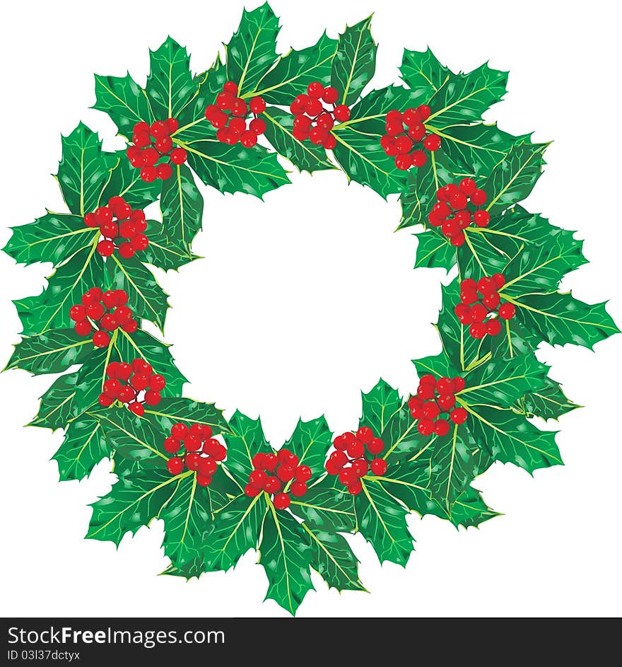 Holly Christmas garland image. Holly Christmas garland image